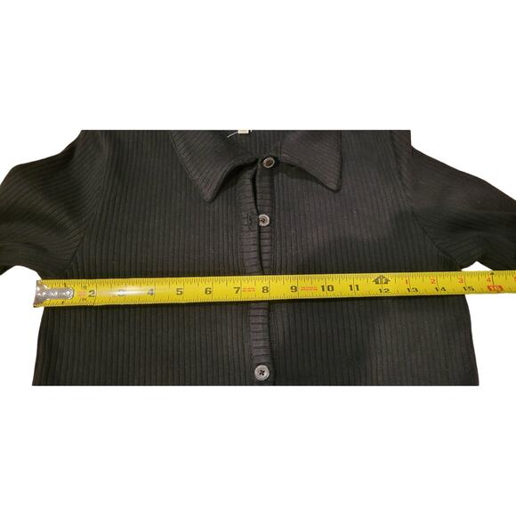 NWT Madewell Curved-Hem Polo Cardigan Black Tee Size XS - Picture 5 of 5